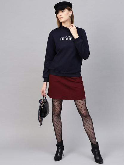 Women's Navy Slogan Print Sweatshirt