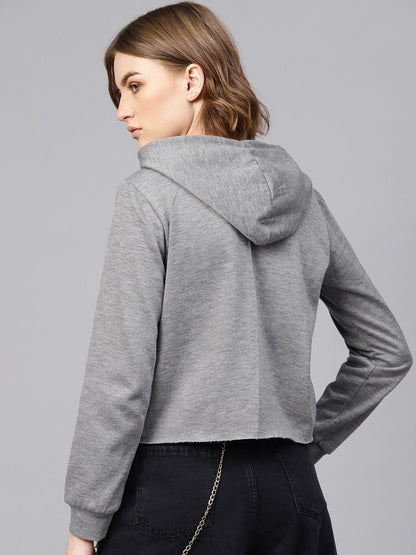Women's Grey Pearl Crop Hoodie