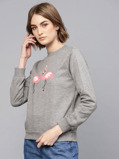 Women's Grey Flamingo Print Sweatshirt