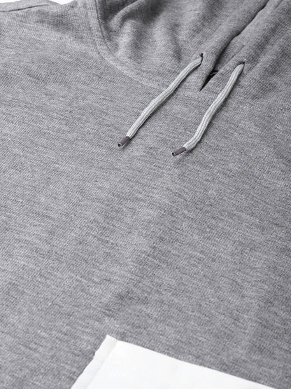 Women's Grey Printed Pocket Crop Hoodie