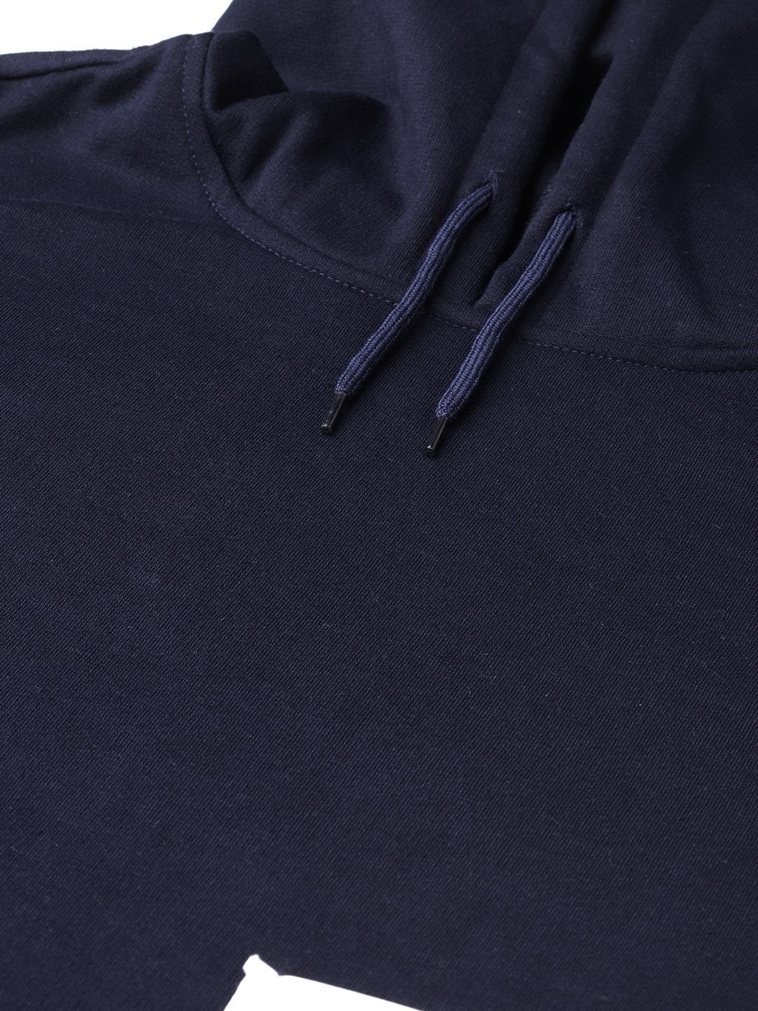 Women's Navy Printed Pocket Crop Hoodie