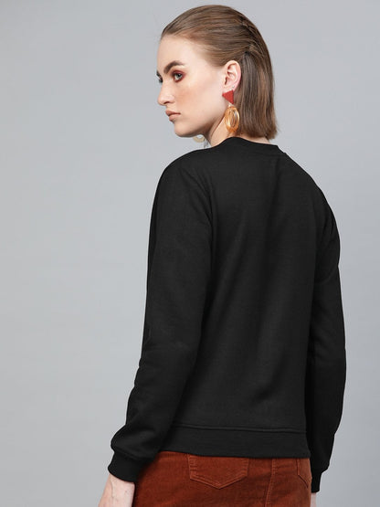Women's Black Foil Bow Print Sweatshirt