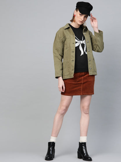 Women's Black Foil Bow Print Sweatshirt