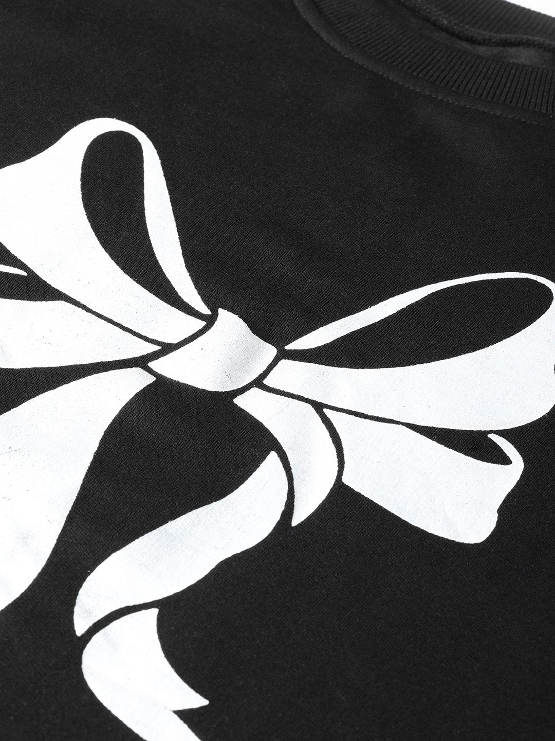 Women's Black Foil Bow Print Sweatshirt