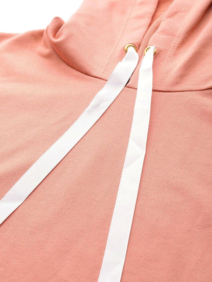 Women's Peach Boxy Crop Sweatshirt Hoodie