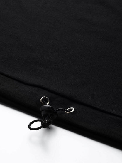 Women's Black Drawstring Crop Sweatshirt