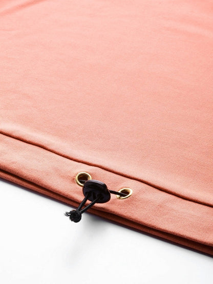 Women's Peach Drawstring Crop Sweatshirt