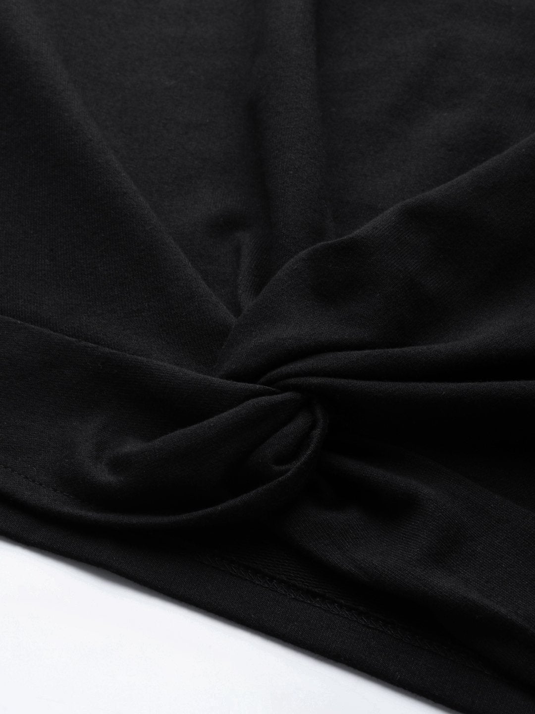 Women's Black Terry Twisted Crop Sweatshirt
