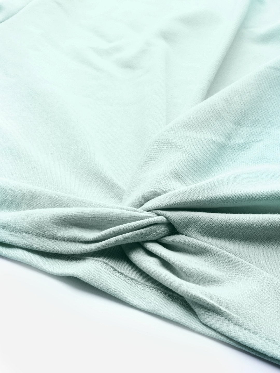 Women's Sea Green Terry Twisted Crop Sweatshirt