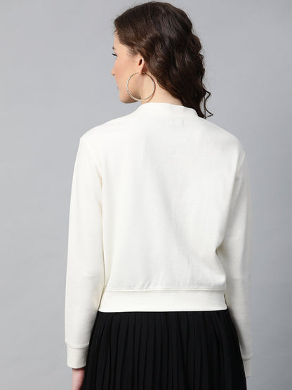 Women's Off White Front Button Cardigan
