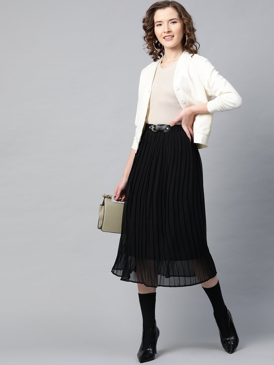 Women's Off White Front Button Cardigan