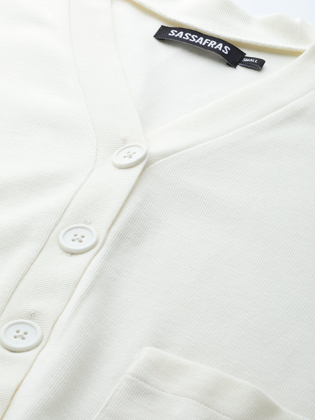 Women's Off White Front Button Cardigan