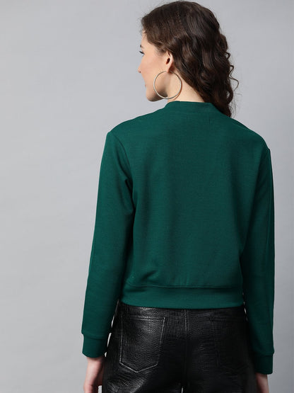 Women's Green Front Button Cardigan