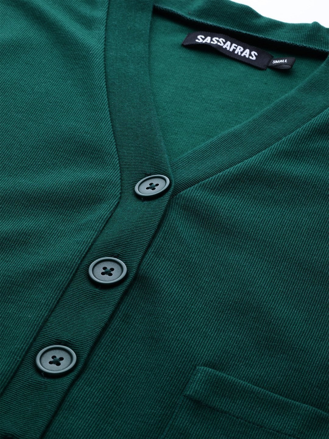 Women's Green Front Button Cardigan
