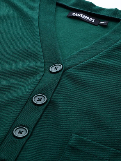 Women's Green Front Button Cardigan