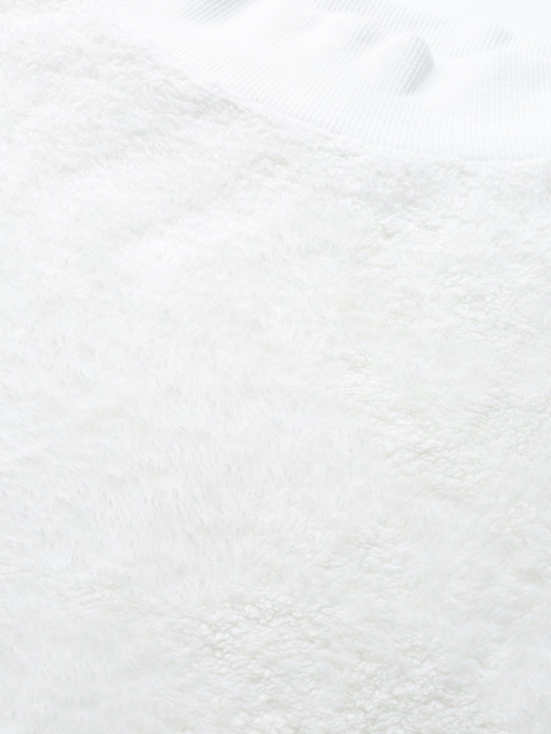 Women's White Balloon Sleeve Faux Fur Sweatshirt