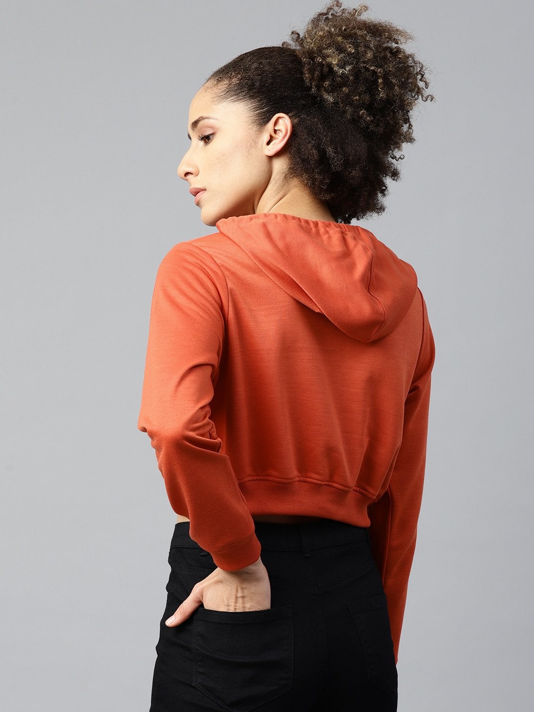 Women's Rust Crop Hoodie Basic Sweatshirt