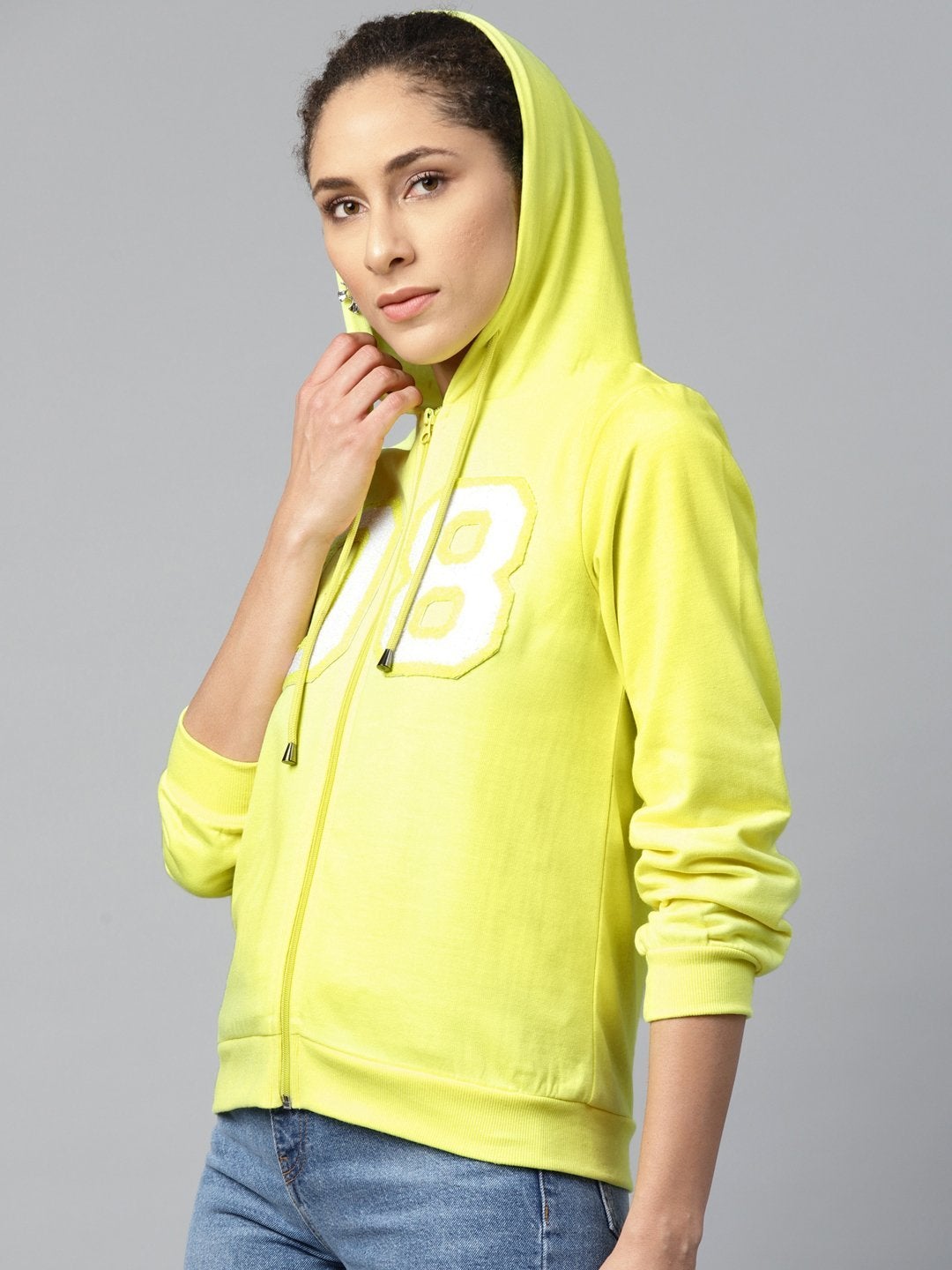 Women's Yellow Fleece Zipper Hoodie Sweatshirt