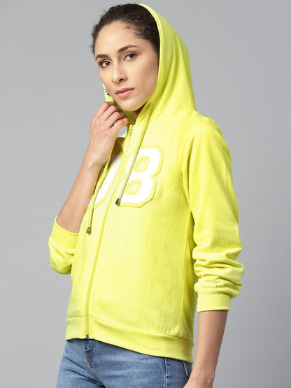 Women's Yellow Fleece Zipper Hoodie Sweatshirt