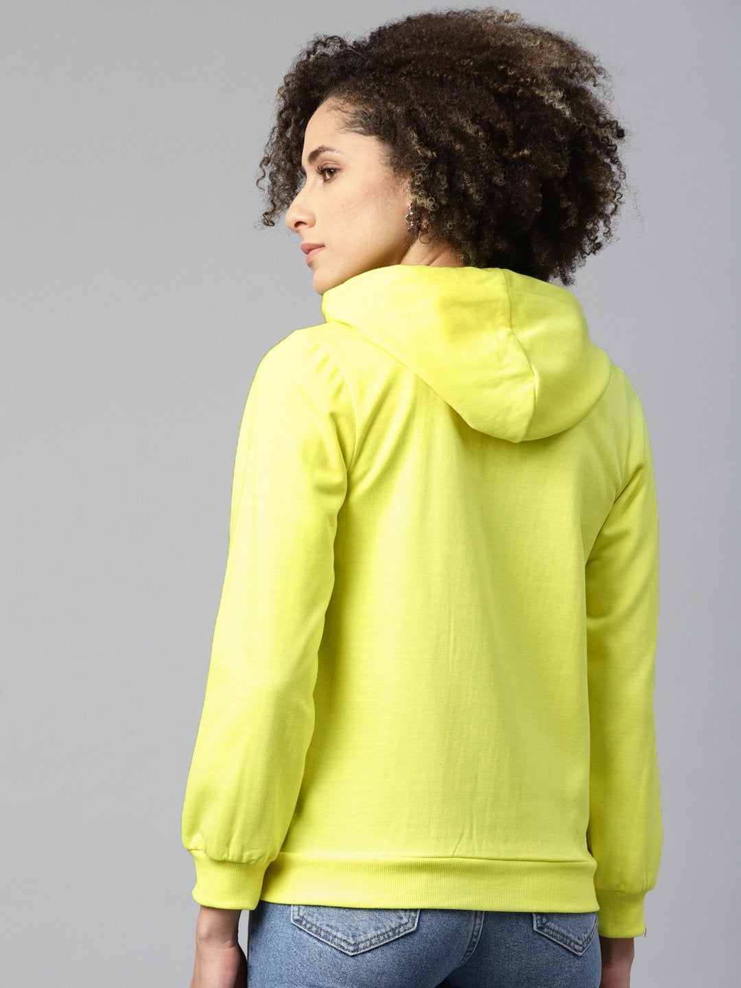 Women's Yellow Fleece Zipper Hoodie Sweatshirt
