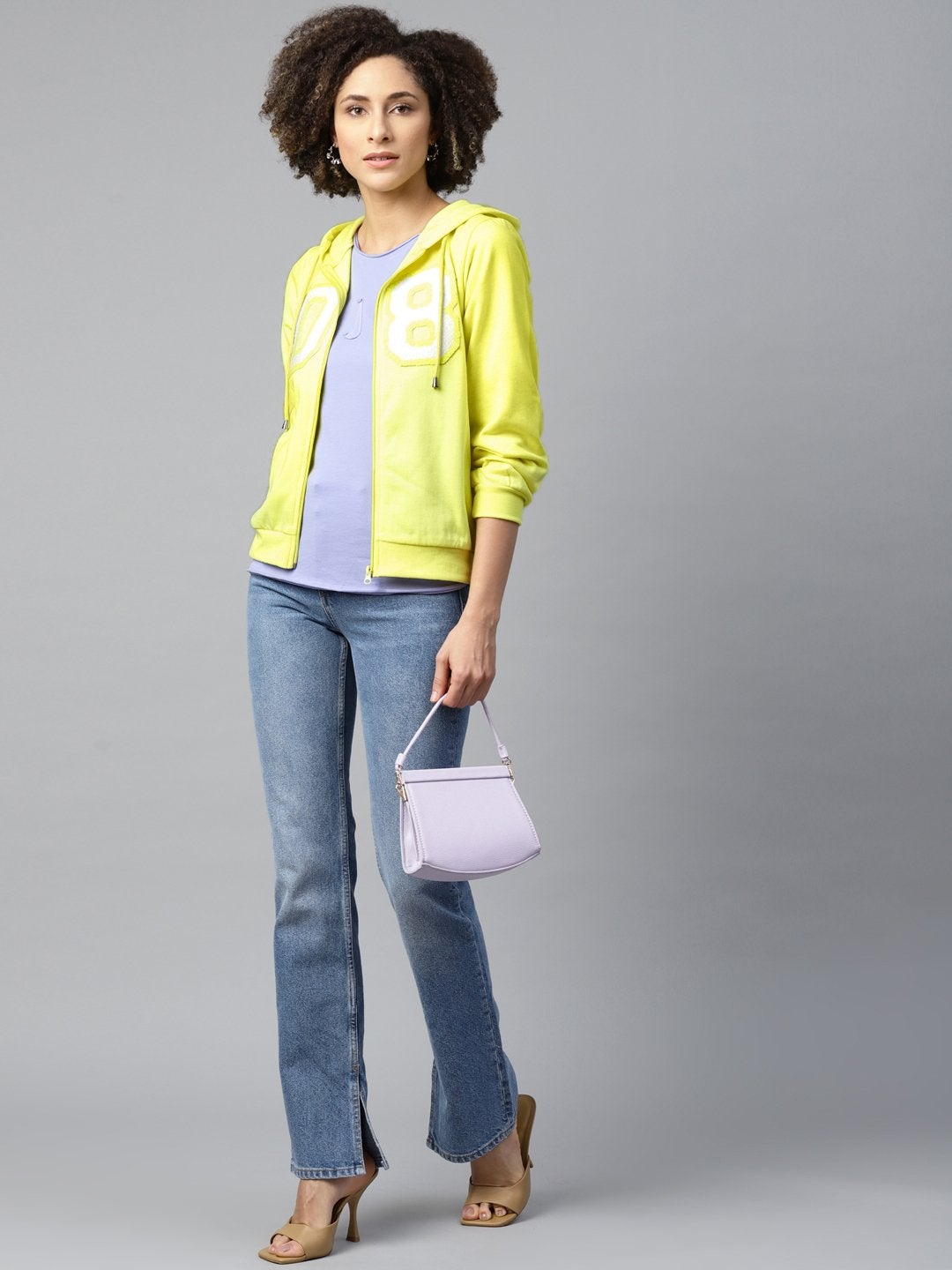 Women's Yellow Fleece Zipper Hoodie Sweatshirt