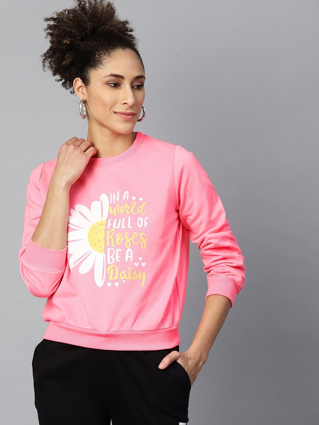 Women's Pink Floral Print Sweatshirt