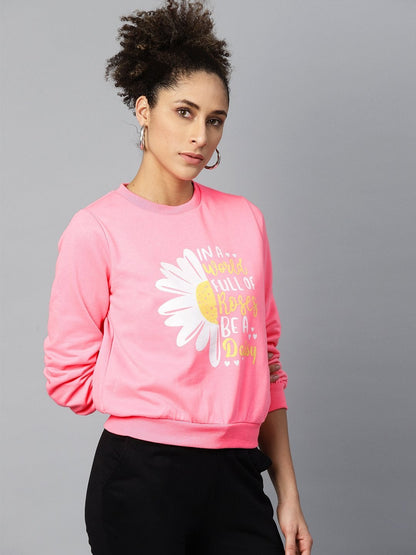 Women's Pink Floral Print Sweatshirt