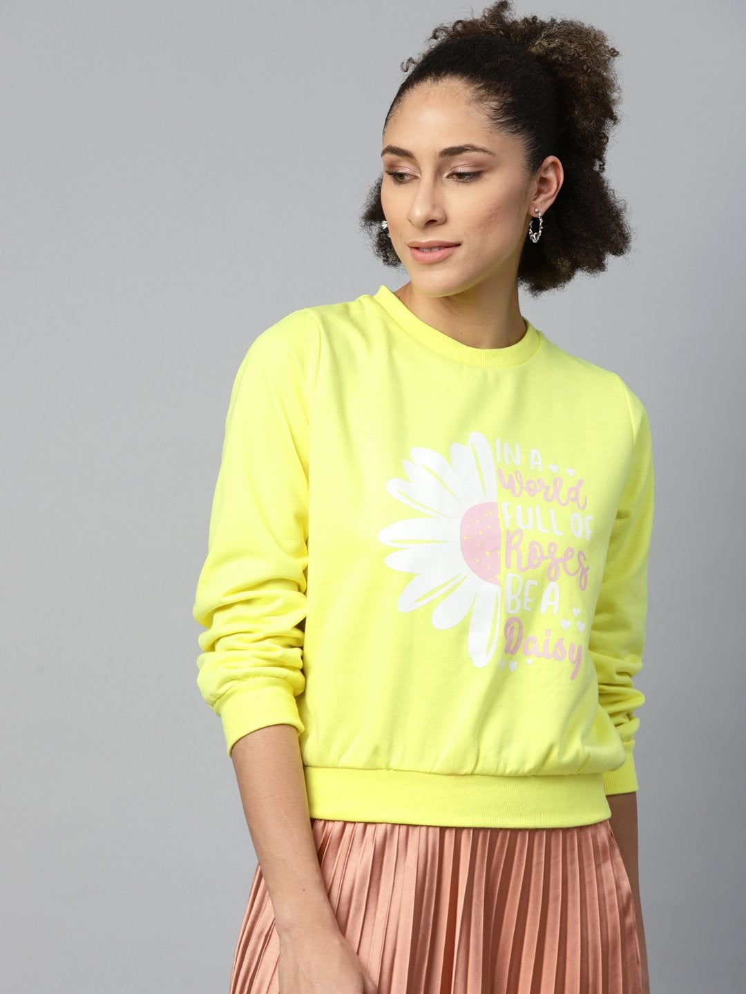 Women's Yellow Floral Print Sweatshirt