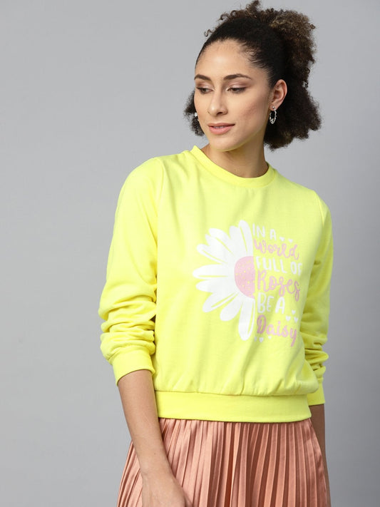 Women's Yellow Floral Print Sweatshirt
