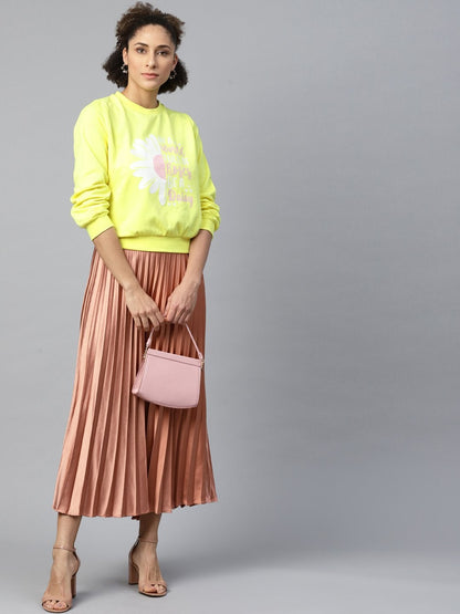 Women's Yellow Floral Print Sweatshirt