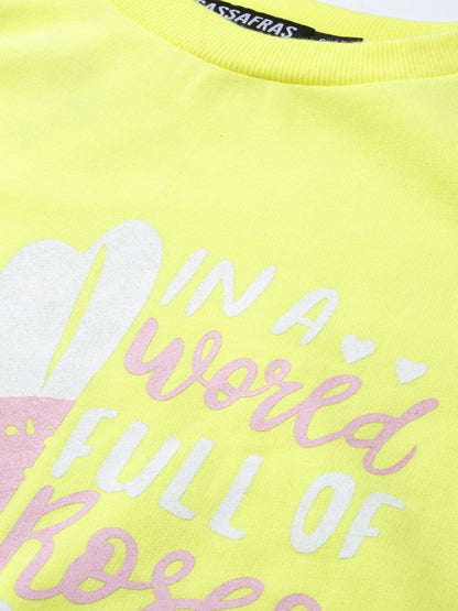 Women's Yellow Floral Print Sweatshirt