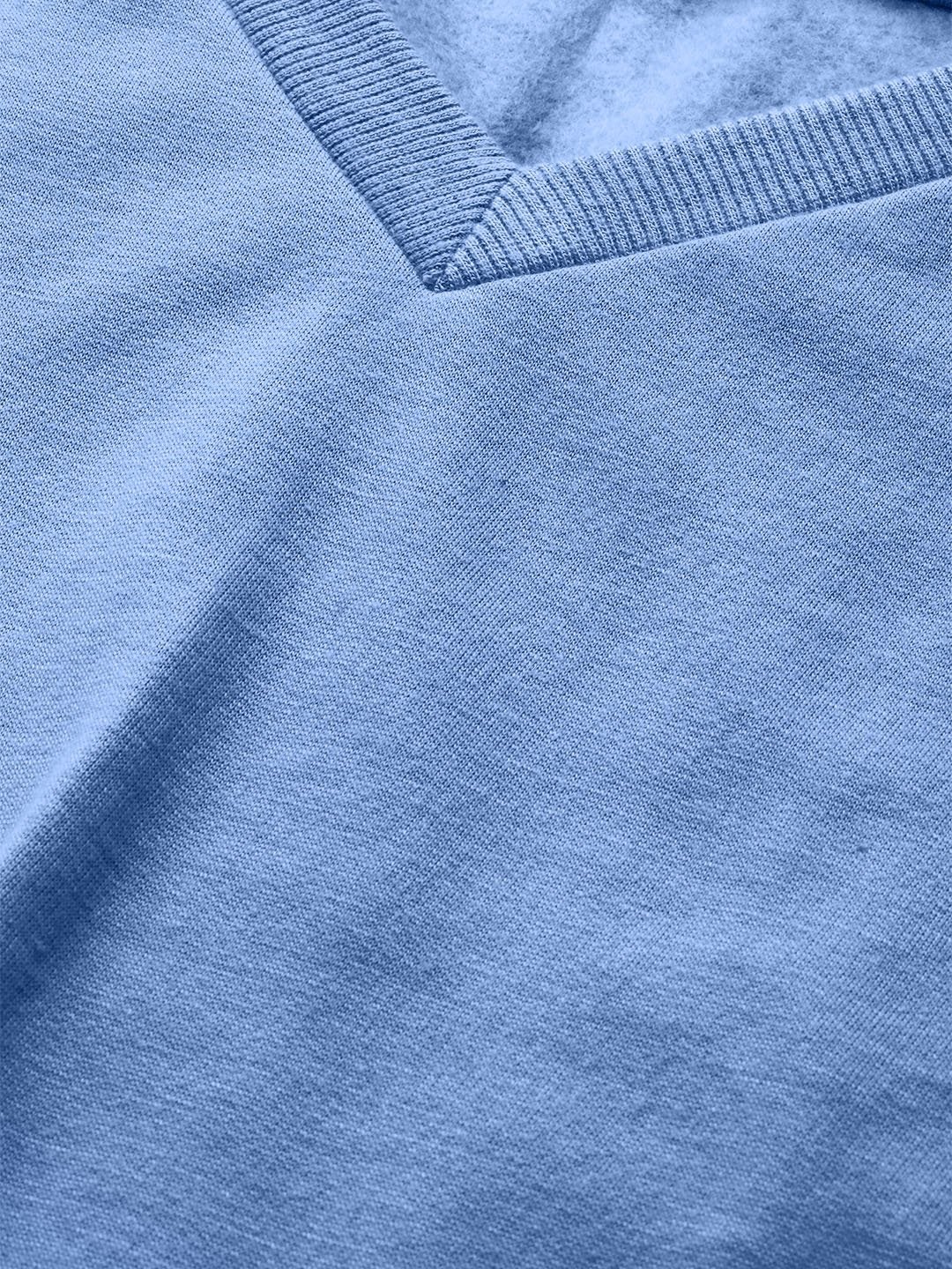 Women's Blue V-Neck Crop Sweatshirt