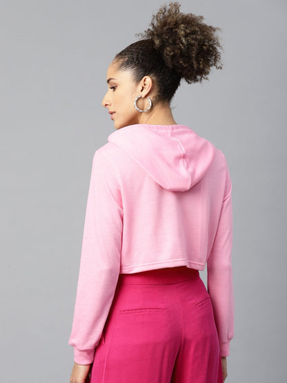 Women's Pink Baby-Print Crop Boxy Hoodie
