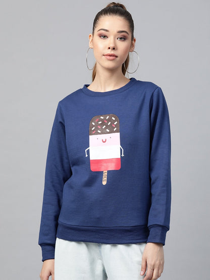 Women's Blue Ice-Cream Print Sweatshirt