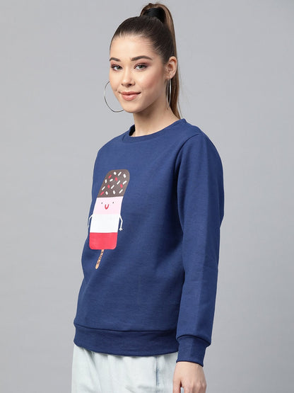 Women's Blue Ice-Cream Print Sweatshirt