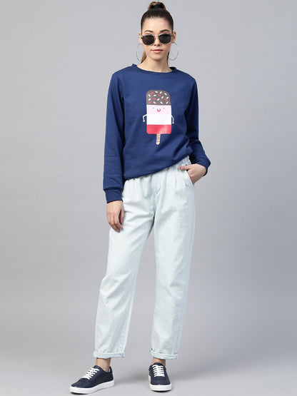 Women's Blue Ice-Cream Print Sweatshirt