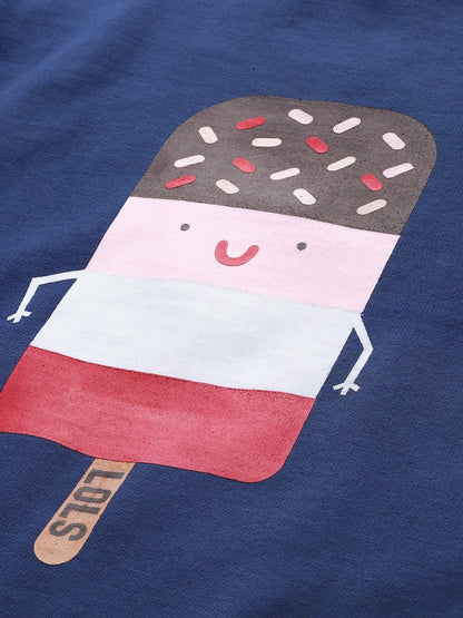 Women's Blue Ice-Cream Print Sweatshirt