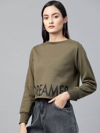 Women's Olive Dreamer Print Sweatshirt