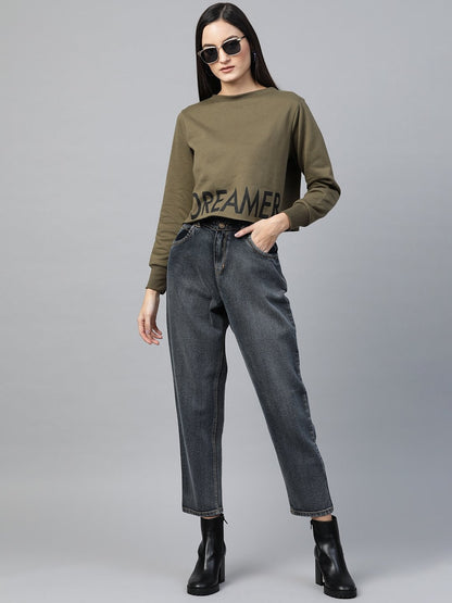 Women's Olive Dreamer Print Sweatshirt
