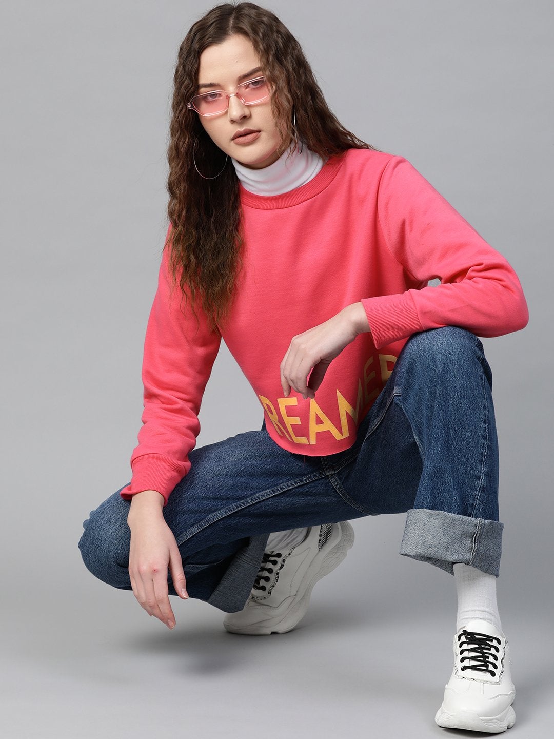 Women's Fuchsia Dreamer Print Sweatshirt