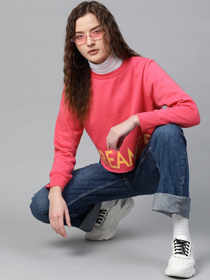 Women's Fuchsia Dreamer Print Sweatshirt