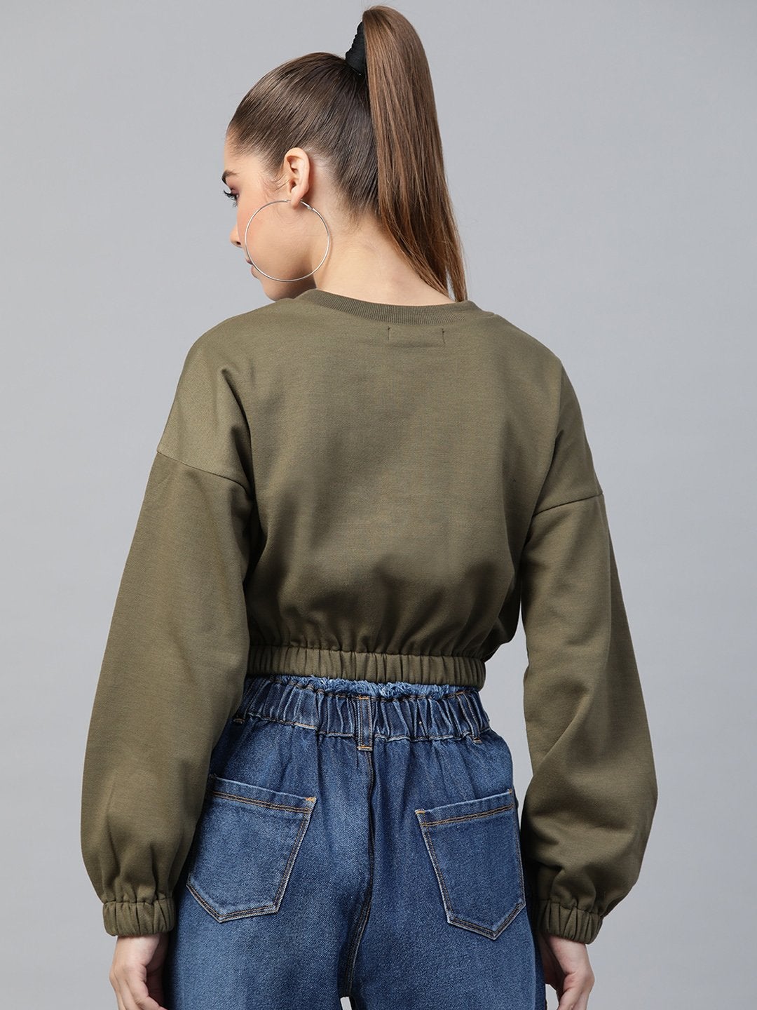 Women's Olive Crop Sweatshirt