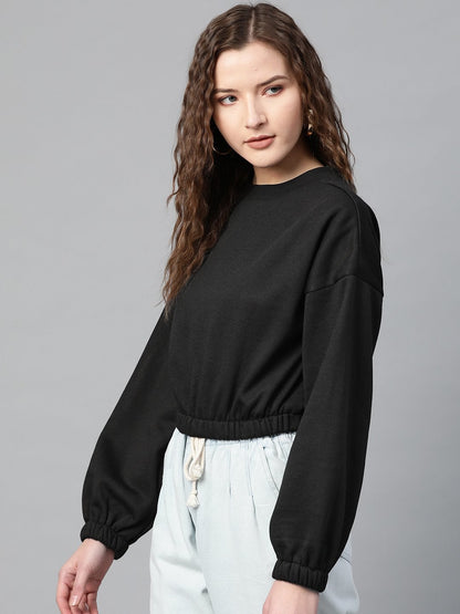 Women's Black Crop Sweatshirt