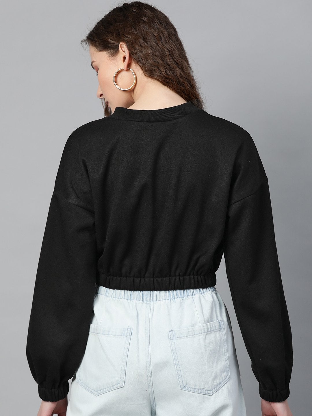 Women's Black Crop Sweatshirt
