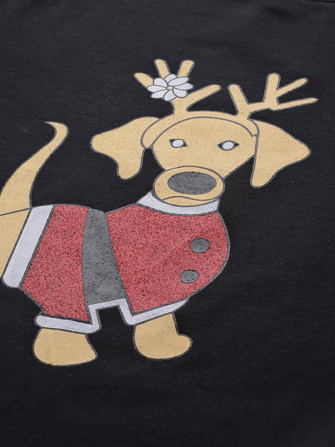 Women's Black Christmas Dog Print Sweatshirt