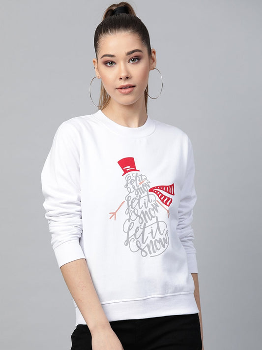 Women's White Let It Snow Print Sweatshirt
