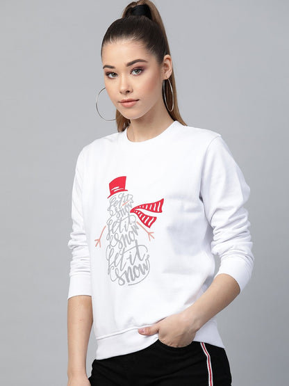 Women's White Let It Snow Print Sweatshirt