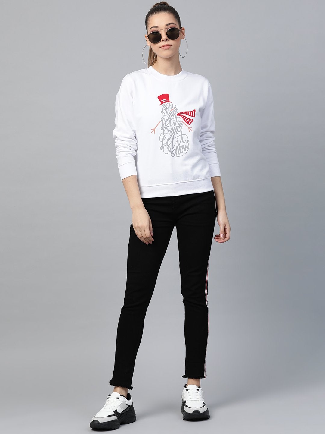 Women's White Let It Snow Print Sweatshirt