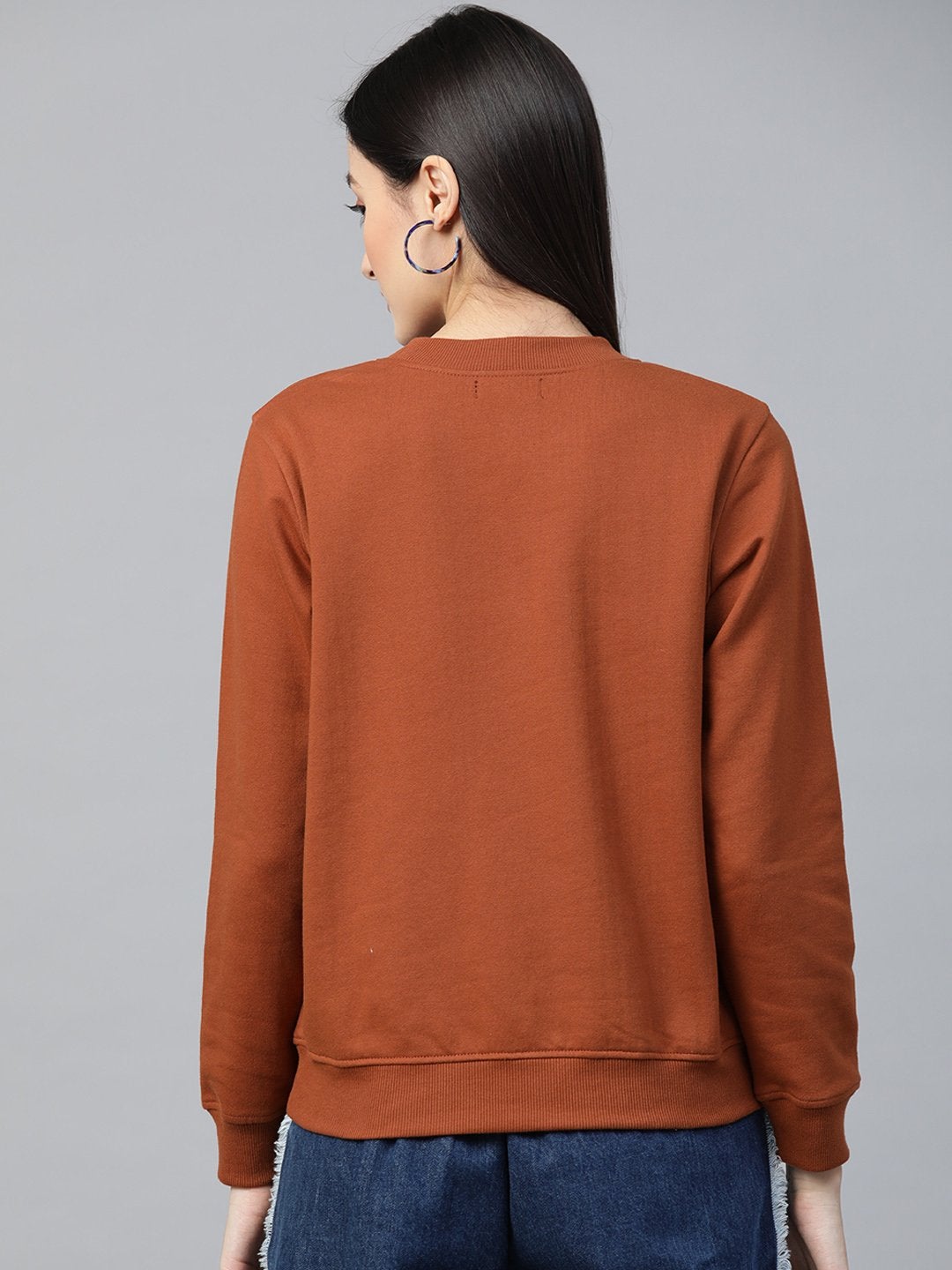 Women's Brown Christmas Neon Lights Print Sweatshirt