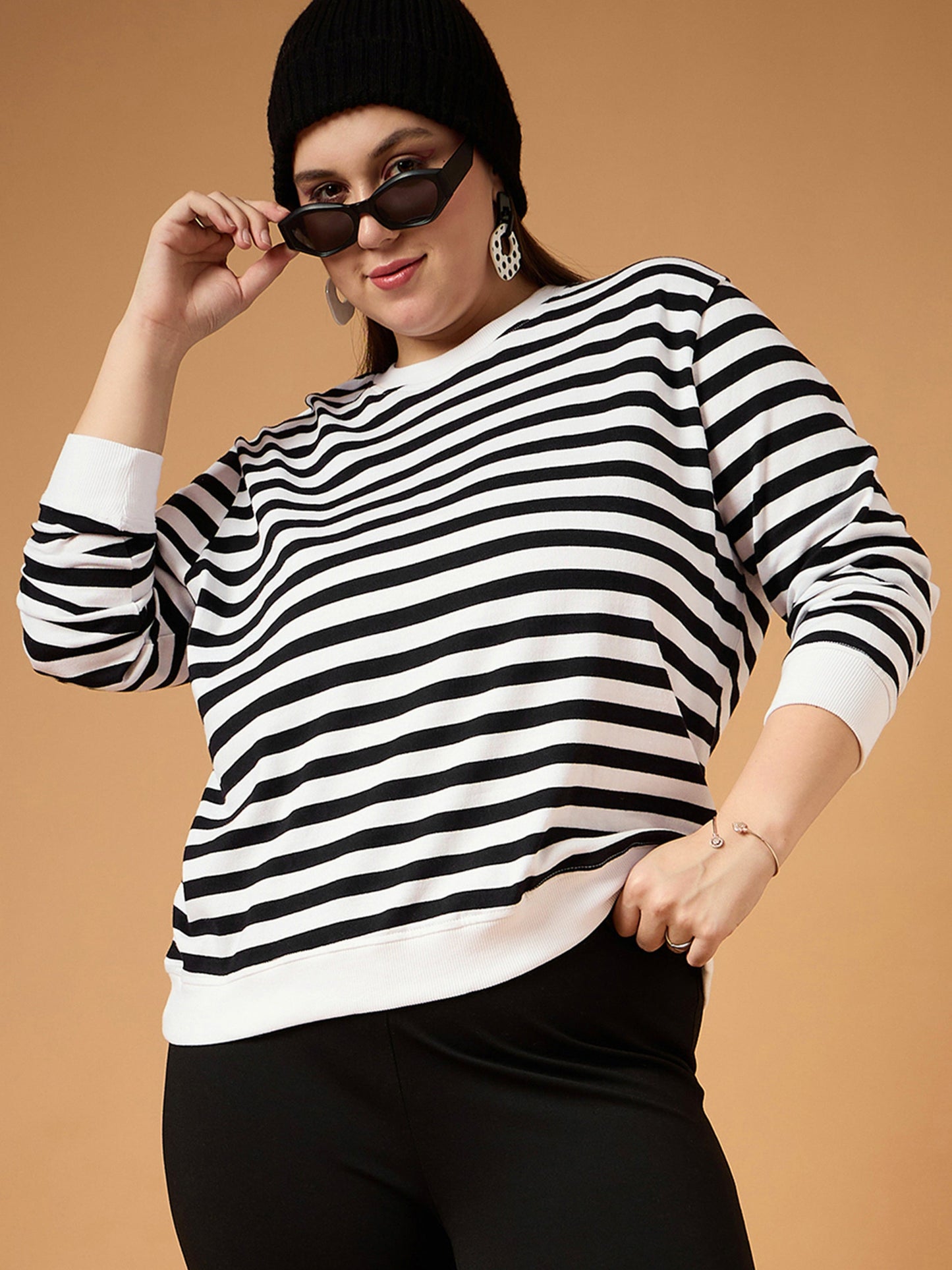 Women's Black Striped Sweater